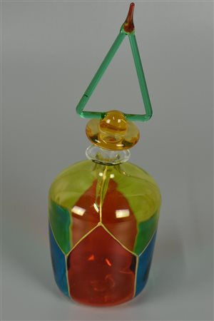 BOTTIGLIA DA PRFUMO in vetro soffiato, h 18 cm