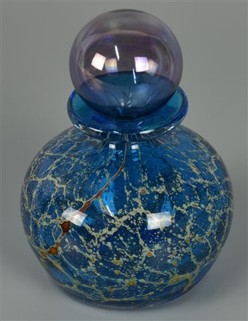 BOTTIGLIA DA PROFUNO in vetro soffiato, marca Mdina h 13 cm