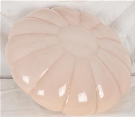 PLAFONIERA in vetro rosato con supporto in alluminio Italia, 1950 ca h cm 13...