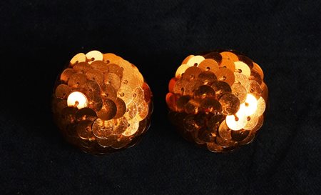 COPPIA DI ANELLI di pailettes Francia, anni '80 cm 3