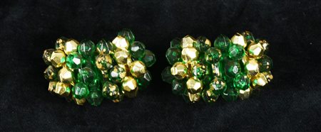 ORECCHINI in plastica imitazione smeraldi e pepite Francia, anni '80 cm 4