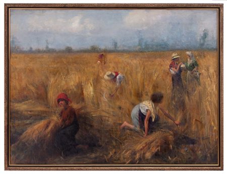 Luigi Serralunga, La mietitura del grano nel Vigevanese, 1917