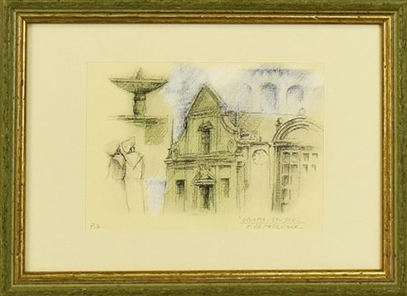 F. De Pasquale OROPA-STUDIO litografia su carta pastellata a mano, es. PA, cm...