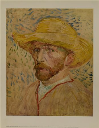 POSTER VINCENT VAN GOGH, SELFPORTRAIT WITH STRAW HAT poster, cm 48x37