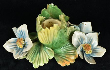 PORTACANDELA a forma di bouquet in ceramica ZS di Nove (Bassano) Italia, anni...