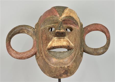 Maschera Boa - CONGO maschera in legno intagliato 29x37x11 cm XX secolo Lievi...