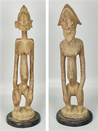 Statue in legno (coppia uomo/donna) Dogon - MALI statue in legno intagliato h...