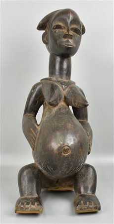 Maternita' Luba - CONGO statua in legno intagliato 57x25x26 cm XX secolo...