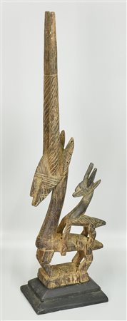Copricapo da danza Bambara - MALI copricapo in legno intagliato 66x13x18 cm...