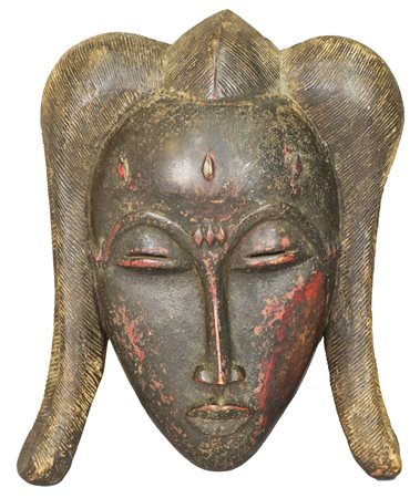 Maschera Baule - COSTA D'AVORIO maschera in legno intagliato 35x27x10 cm XX...