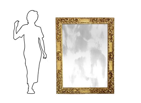 Specchiera con cornice in legno dorato a foglia, XVIII secolo