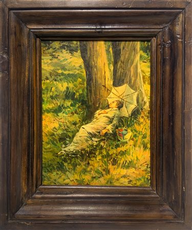 Donna sdraiata sotto un albero, 19° secolo