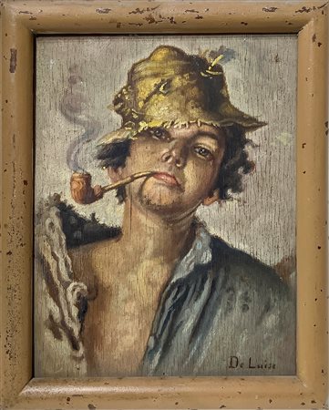 De Luise, Enrico (Napoli 1840-Napoli 1915)  - Giovane fumatore di pipa