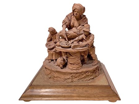 Scuto, Olindo - Scena familiare, mamma con tre figli, 1993