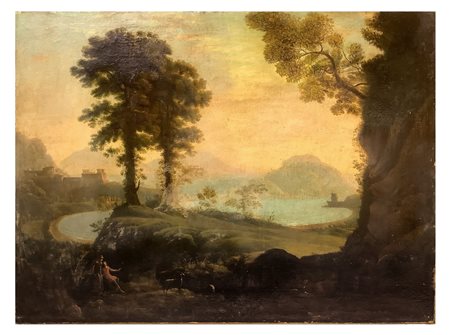 Paesaggio lacustre con scena bucolica, Fine 18° secolo