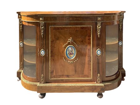 Etagere con angoli smussati a vetri e sportello centrale, Fine 19° secolo