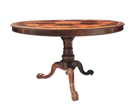 Tavolo circolare basculante con 5 sedie, Fine 19° secolo