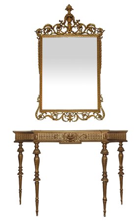 Consolle con specchiera dorata, Inizi 20° secolo