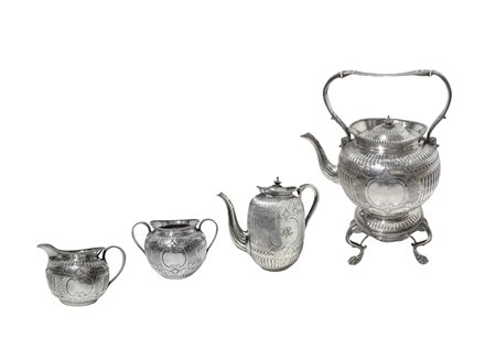 Servizio da tè in sheffield composto da n. 4 pezzi