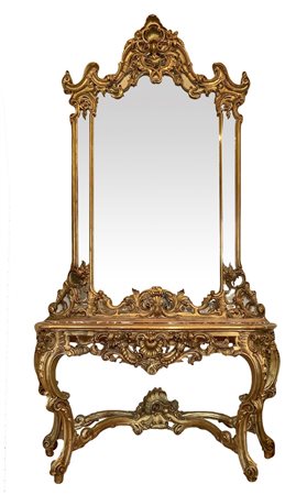 Console con specchiera dorata