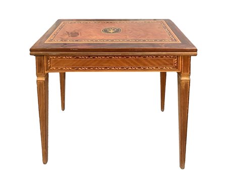 Tavolo da gioco in legno, pieghevole, con ribalta, 19° secolo