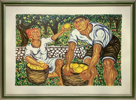 Migneco, Giuseppe (Messina  1903-Milano  1997)  - Raccoglitore di limoni, 20° secolo
