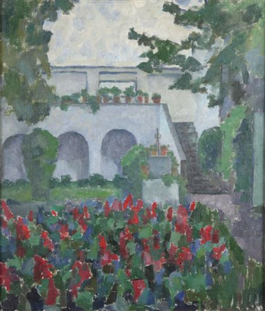 MAUGHAM CASORATI DAPHNE GB 1897 - 1982 Torino "In giardino" 70x60 olio su...