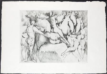 MARINI MARINO Pistoia 1901 - 1980 "Il teatro delle maschere" 97x67,5 (foglio)...
