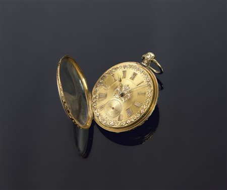 OROLOGIO DA TASCA Orologio da tasca, metà XIX secolo, Diam. 48 Cassa lavorata...