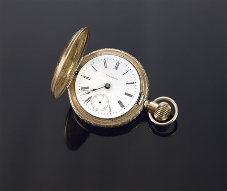 WALTHAM Orologio da tasca in oro 14 ct, metà XX secolo Tripla cassa in oro...