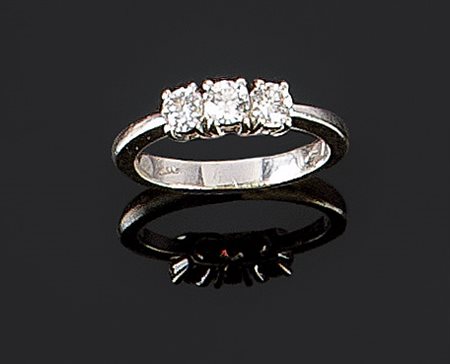 SALVINI Anello in oro bianco, modello trilogy, con tre diamanti taglio...