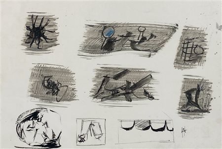 DANGELO SERGIO Milano (Mi) 1932 Senza titolo 1958 Tecnica mista su carta...