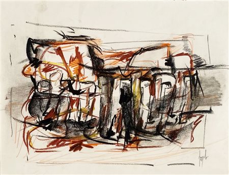 DANGELO SERGIO Milano (Mi) 1932 Composizione 1958 Mista su carta 23,00x31,00...