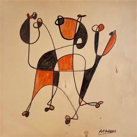 FABBRI AGENORE Quarrata (Ps) 1911 Composizione Mista su cartoncino...