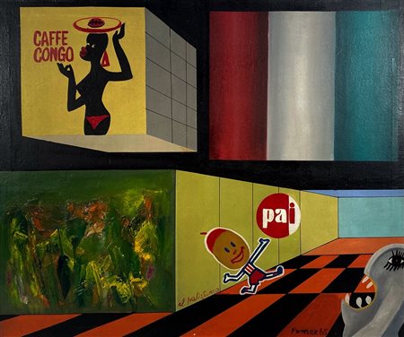 FOMEZ ANTONIO Portici (Na) 1937 Il patatino 1965 Collage su tela 50,00x60,00...