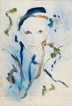 TRECCANI ERNESTO Milano (Mi) 1920 Volto di donna Mista su cartoncino...