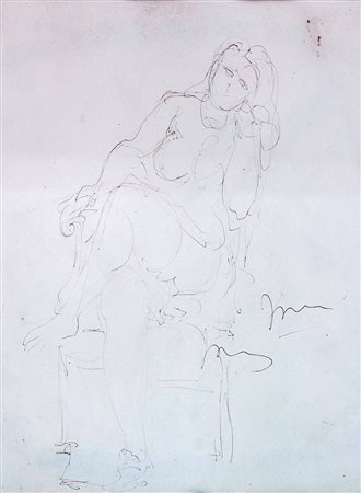 FONTANA LUCIO Rosario (Argentina) 1899 Nudo femminile 1959 Biro su carta...