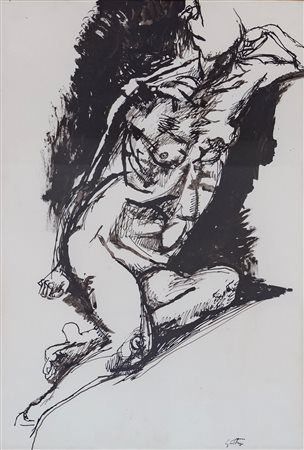 GUTTUSO RENATO Bagheria (Pa) 1911 Nudo 1958 China e acquarello su carta...