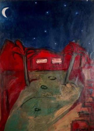 CORONA MAURIZIO Svezia (Svezia) 1953 Nella notte 1989 Olio su cartone...