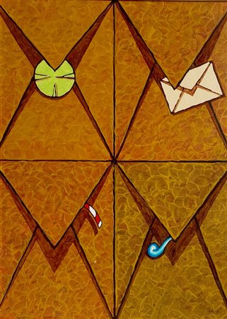 GHELLI GIULIANO Firenze (Fi) 1944 Rettangolo delle notizie 1991 Olio su tela...