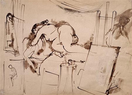 ANONIMO Anonimo (An) Senza titolo 1960 China su carta 28,00x38,00 Certificato...