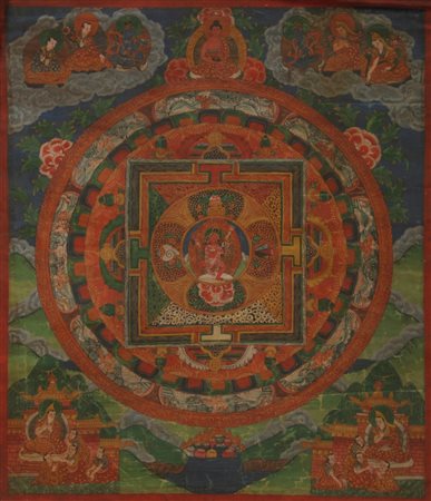 Thangka tibetana<br>Dimensioni: cm 40x48