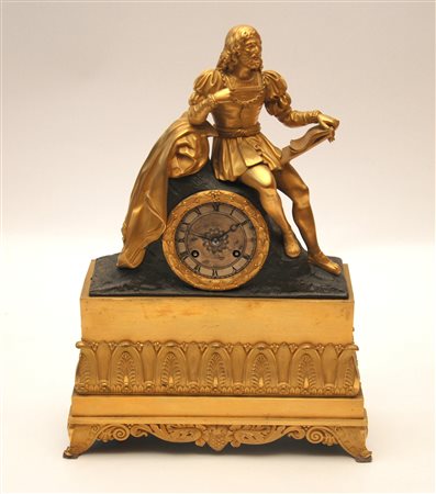 Orologio da tavolo in bronzo dorato, sec. XIX 