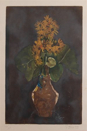 GEORGES BRAQUES (Argenteuil 1882 - Parigi 1963) "Vaso di fiori". Litografia a...