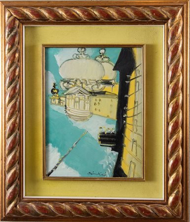 REMO BRINDISI (Roma 1918 - Lido di Spina 1996) "Venezia", anni '70. Olio su...