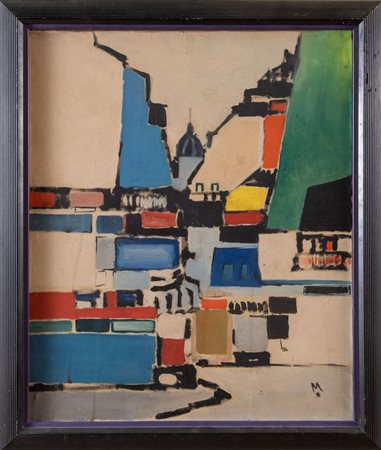 SANTE MONACHESI (Macerata 1910 - Roma 1991) "Montmartre". Olio su tela. Cm...