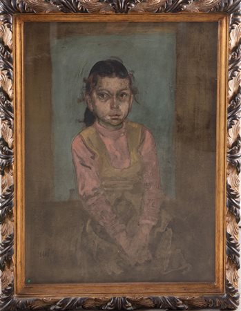 ALBERTO SUGHI (Cesena 1928 - Bologna 2012) "Ritratto di fanciulla". Olio su...