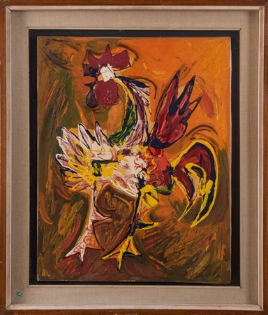 PIER CLAUDIO PANTIERI (Meldola 1927) "Gallo". Olio su tela. Cm 50x40. Opera...