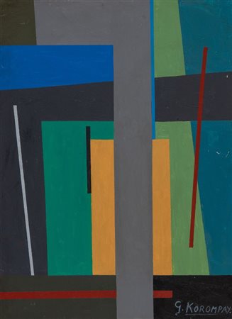 GIOVANNI KOROMPAY (Venezia 1904 - Rovereto 1988) “Cantiere”, 1960. Olio su...