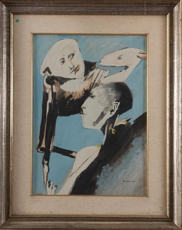 REMO BRINDISI (Roma 1918 - Lido di Spina 1996) "Senza titolo", anni '60. Olio...